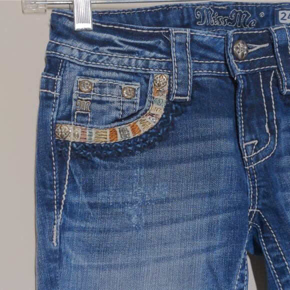 Miss Me Mid-Rise Embellished Skinny Jeans in Blue – Size 24 – EUC - Picture 6 of 15